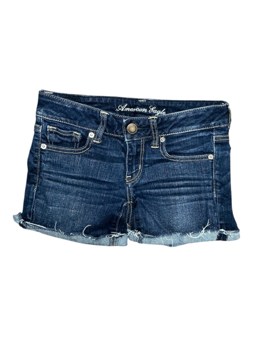 American Eagle Outfitters - EC - Low-Rise Indigo Blue Denim Cutoff Shorts